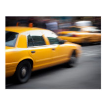 Speeding Yellow NY City Taxi Cab with Motion Blur Post Card