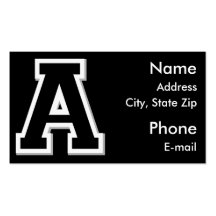 Spell it Out Initial Letter A Black Business Cards