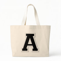 Spell it Out Initial Letter A in Black Tote Bag