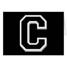 Spell it Out Initial Letter C in Black Note Cards