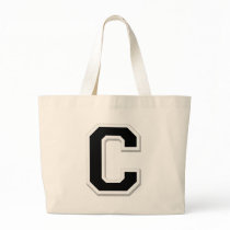 Spell it Out Initial Letter C in Black Tote Bag