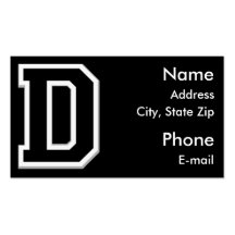 Spell it Out Initial Letter D Black Business Cards