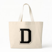 Spell it Out Initial Letter D in Black Tote Bag