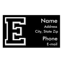 Spell it Out Initial Letter E Black Business Cards