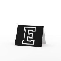 Spell it Out Initial Letter E in Black Note Cards