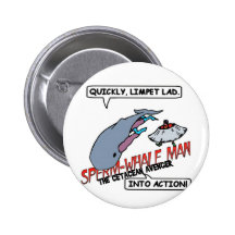 Sperm Whale Man Action Pinback Button