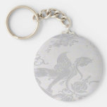 Sphinx or Griffin Damask Linen Design Key Chain