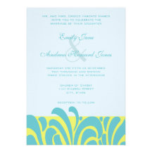 Spicy Aqua Lime Swirl Pattern Wedding Invitation
