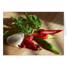Spicy cuisine art greeting cards