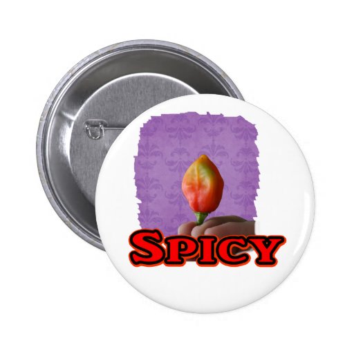 Spicy Single Flame Habanero Hot Pepper Design Button