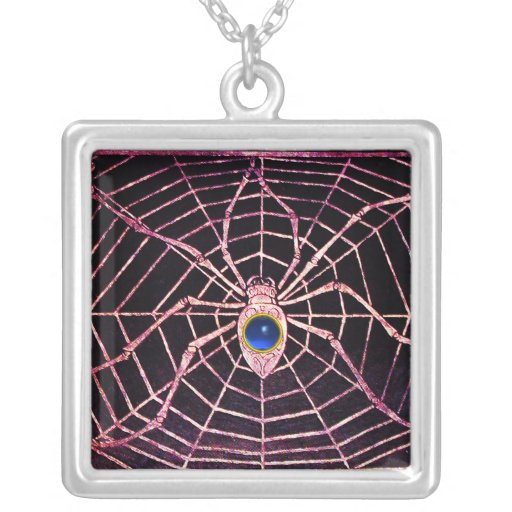 SPIDER AND WEB Blue Sapphire Black Pendant