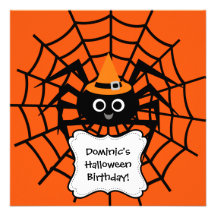 Spider Web Halloween Party Invitation