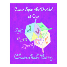 Spin Spin Dreidel Chanukah Party Invitations