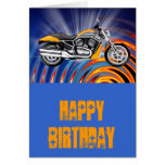 Spinning Circles with Gold Motorcycle Greeting Card