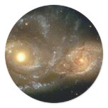 Spiral Galaxies Colliding Round Stickers