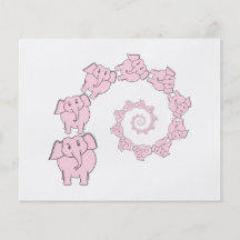 Spiral of Pink Elephants. Fun Cartoon. Custom Flyer