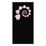 Spiral of Pink Elephants, on Black. Custom photo cards