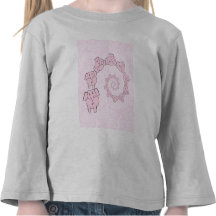 Spiral of Pink Elephants. Pink Background. Tee Shirts