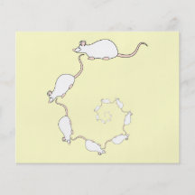 Spiral of White Mice. Cream Background. Full Colour Flyer
