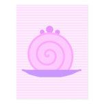 Spiral Pink Cake on Pink Stripes. postcards