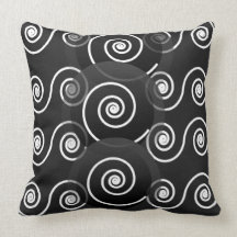 Spiral Swirl Black White American MoJo Pillow
