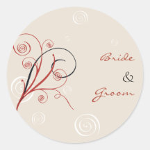 Spirals Wedding Save The Date Round Sticker