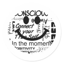 Spiritual affirmations smiley round stickers