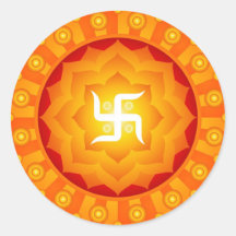 Spiritual Lotus Swastika Design Round Sticker