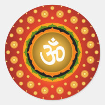 Spiritual Om Lotus Design Round Sticker