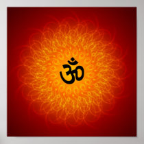 Spiritual Om On Mandala Poster