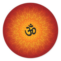 Spiritual Om On Mandala Round Stickers
