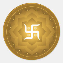 Spiritual Swastika On Lotus Round Stickers