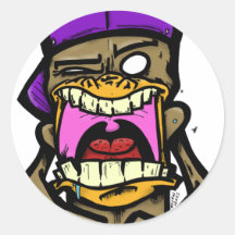 Spittin Monkey Round Stickers