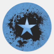 splash stars on damask background round sticker