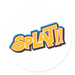 Splat Cartoon Bang Boom Round Stickers