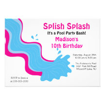 Splish Splash Pool Party Birthday Invitation