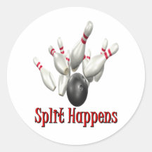 Split Happens Bowling Round Sticker