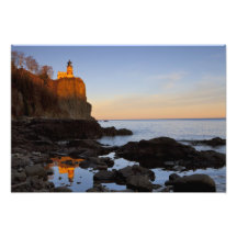 Split Rock Lighthouse at sunset near Two Photograph