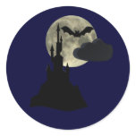 spooky castle in full moon stickers
