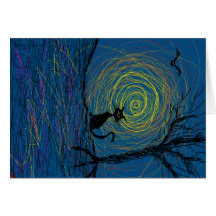 spooky cat in woods cards