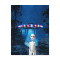 Spooky Forest UFO Close Encounter Postcard