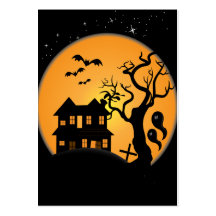 spooky halloween haunted house scene vector business card templates