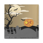 Spooky Halloween Pumpkin Scene Magnet