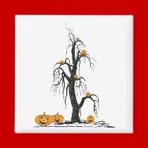 Spooky Halloween Trees magnets