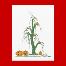 Spooky Halloween Trees postcards