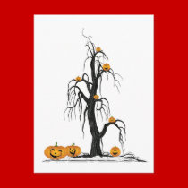 Spooky Halloween Trees postcards