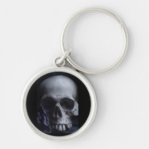 Spooky Human Skull Grim Black White Photography Key Chain