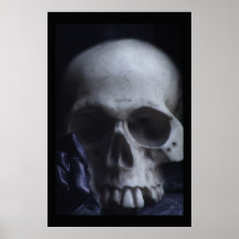 Spooky Human Skull Grim Black White Photography Posters