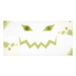 Spooky Jack O Lantern Face Wht Yellow Photo Greeting Card