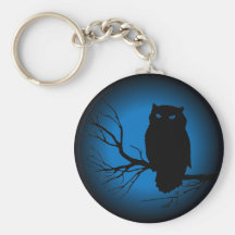 Spooky Owl Blue Moon Key Chain